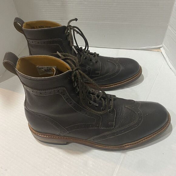 Stacy Adams Men's Madison II Wingtip Lace Leather Brown Boot Size 10 1/2 D EUC - Picture 1 of 12